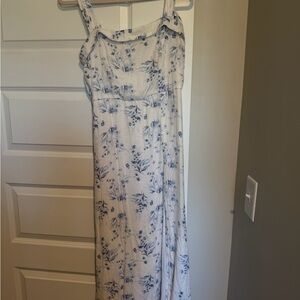 Trixxi White Midi Dress with Blue Floral Print